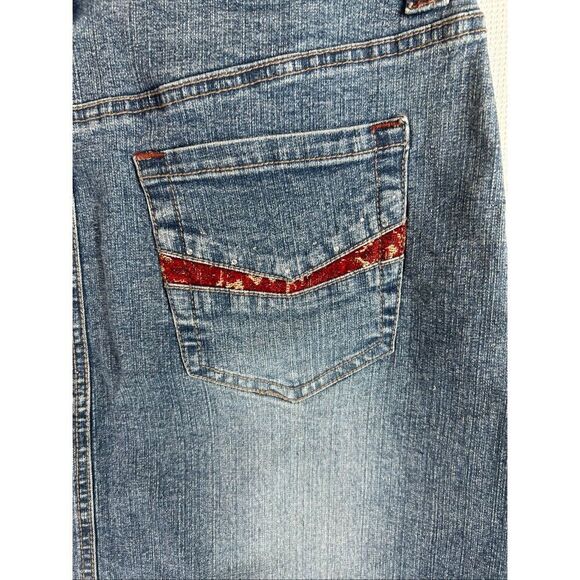 Vintage Y2K Denim Midi Skirt Blue Wash Split Hem Stretch Jeans Western Style - Picture 11 of 11